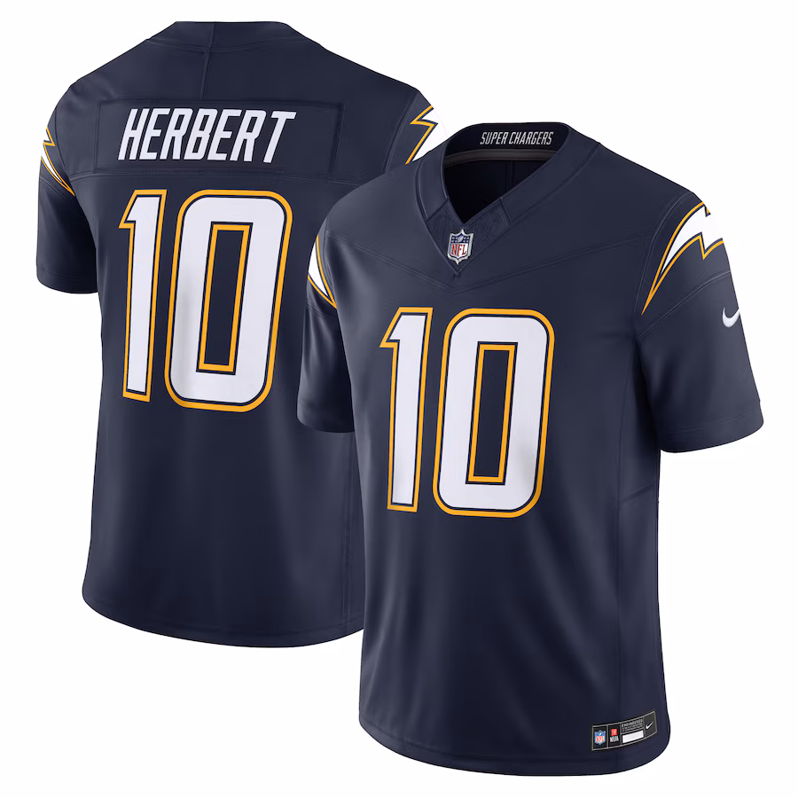 Men's Los Angeles Chargers Justin Herbert Nike Navy Alternate Super Chargers Vapor F.U.S.E. Limited Jersey - ujerseystore