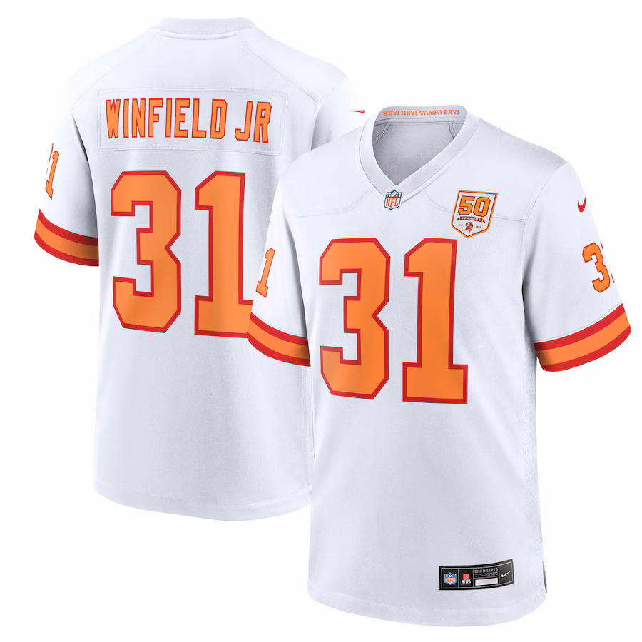Men's '76 Tampa Bay Buccaneers Antoine Winfield Jr. Nike White 50th Season Game Jersey - ujerseystore