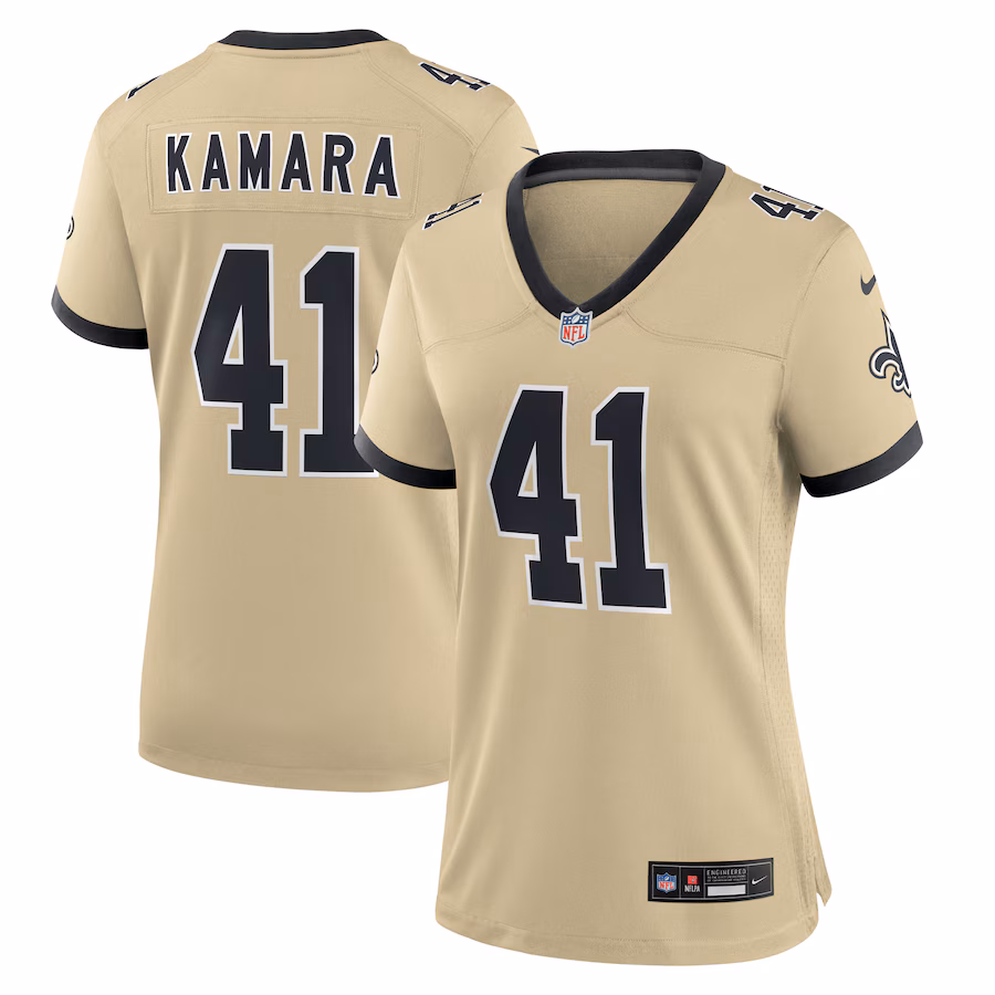 Women's New Orleans Saints Alvin Kamara Nike Gold Gameday Golds Alternate Game Player Jersey - ujerseystore