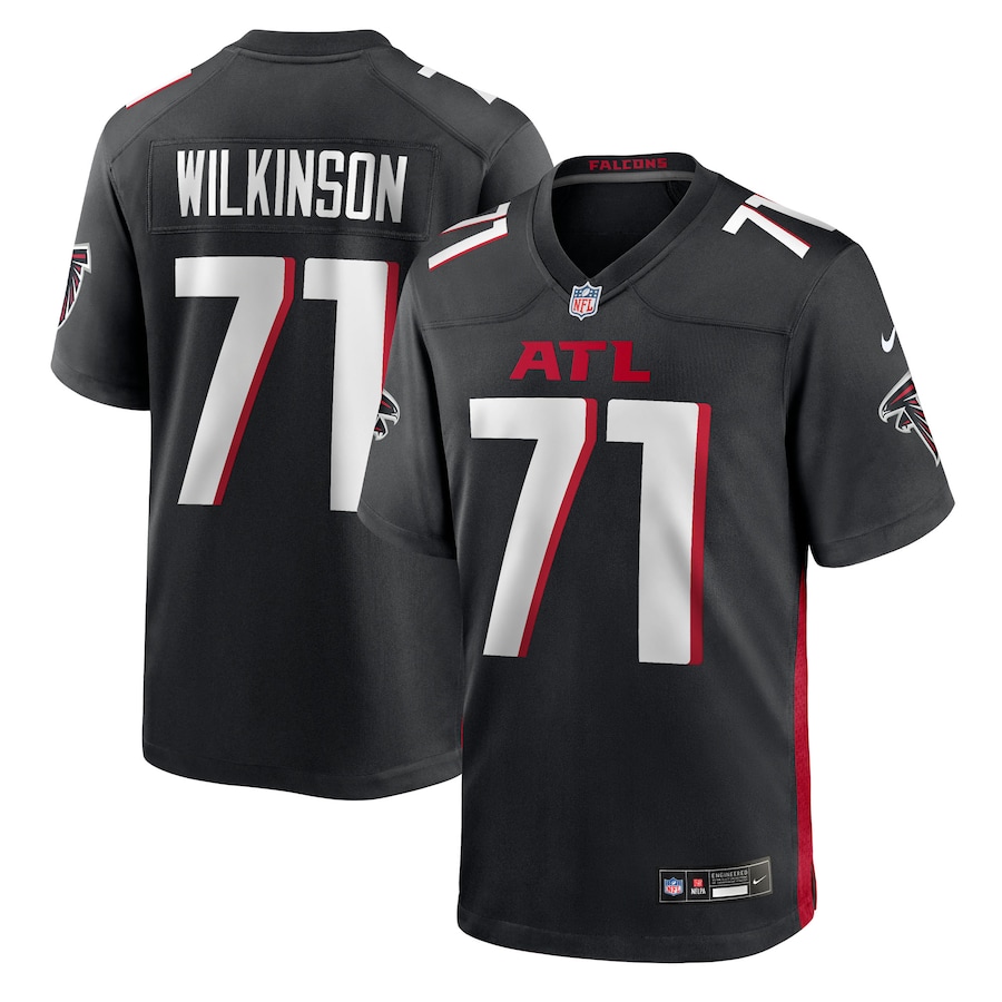 Men's Atlanta Falcons Elijah Wilkinson Nike Black Team Game Jersey - ujerseystore