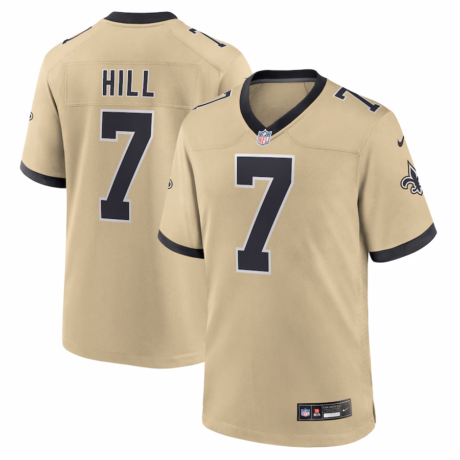 Men's New Orleans Saints Taysom Hill Nike Gold Gameday Golds Alternate Game Player Jersey - ujerseystore