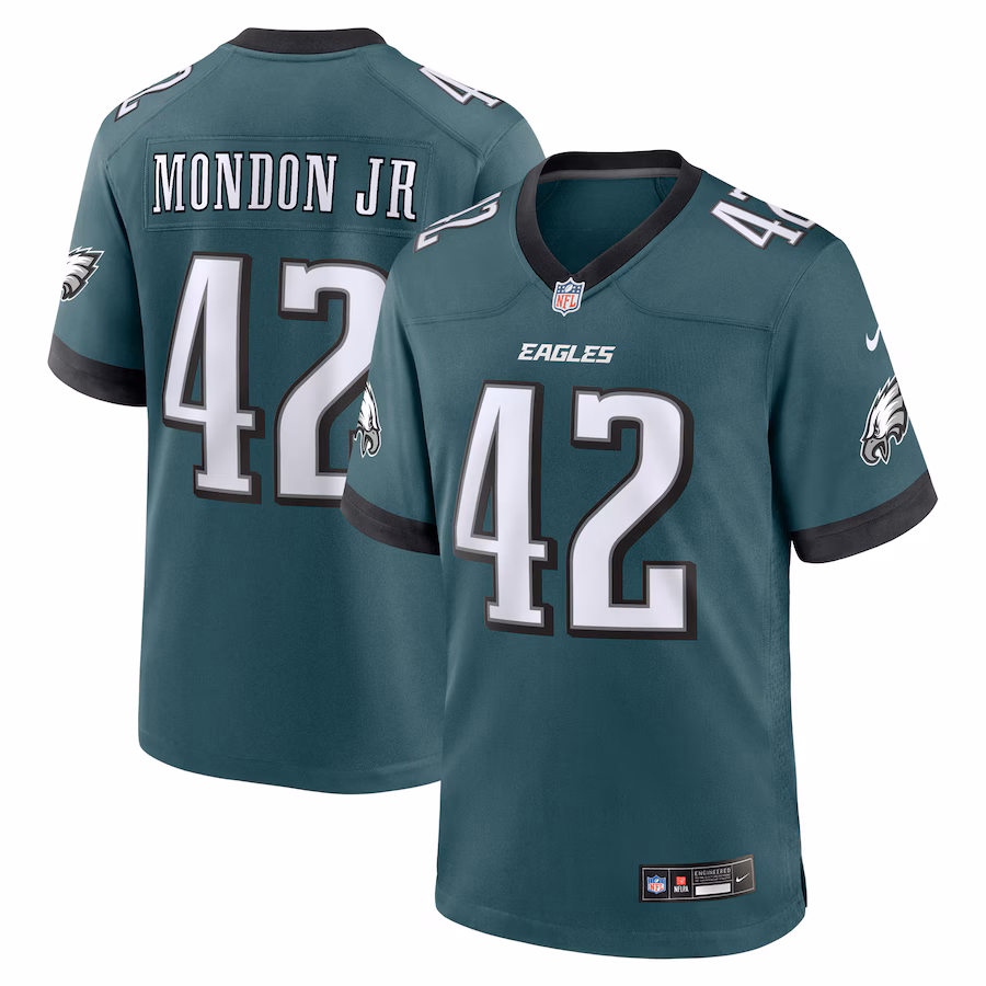 Men's Philadelphia Eagles Smael Mondon Jr. Nike Midnight Green Team Game Jersey - ujerseystore