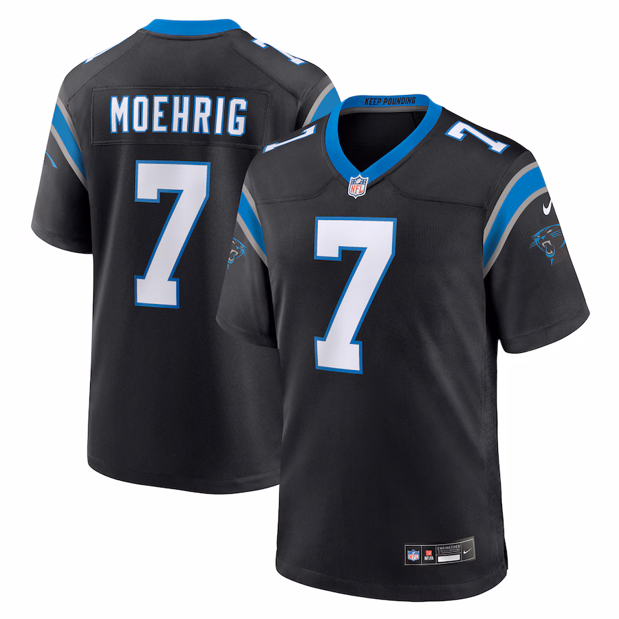Men's Carolina Panthers Trevon Moehrig Nike Black Team Game Jersey - ujerseystore