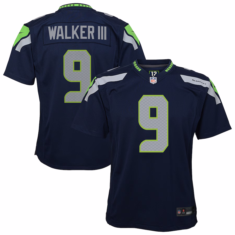 Youth Seattle Seahawks Kenneth Walker III Nike College Navy Team Game Jersey - ujerseystore
