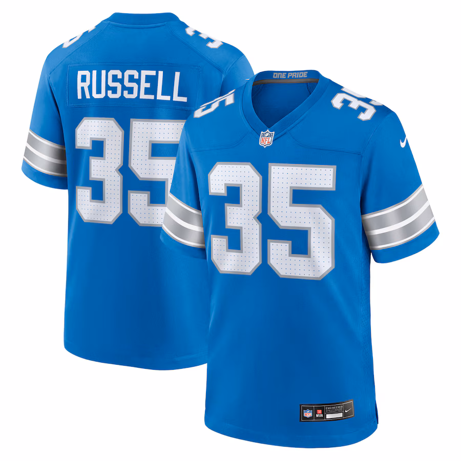 Men's Detroit Lions Tyson Russell Nike Blue Team Game Jersey - ujerseystore