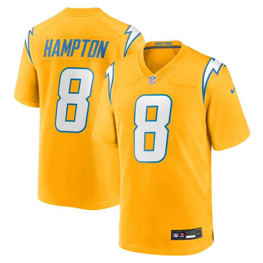 Men's Los Angeles Chargers Omarion Hampton Nike Gold Alternate Charger Power Game Player Jersey - ujerseystore