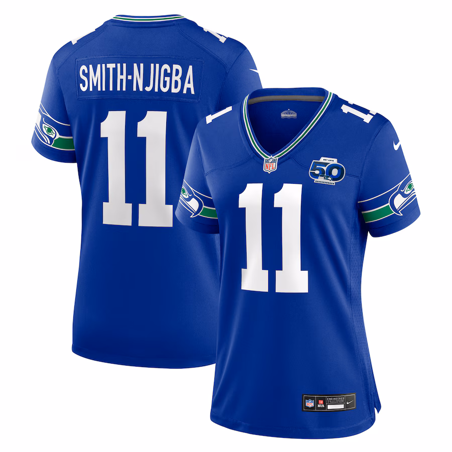 Women's Seattle Seahawks Jaxon Smith-Njigba Nike Royal Alternate 2 50th Season Game Jersey - ujerseystore