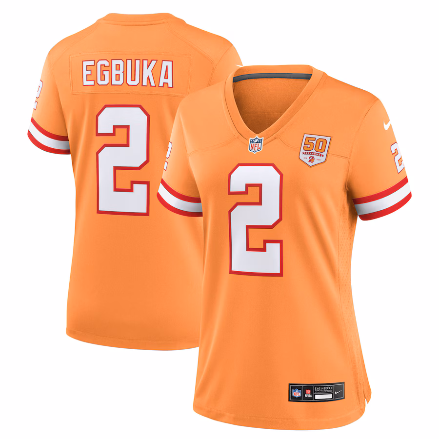 Women's Tampa Bay Buccaneers Emeka Egbuka Nike Creamsicle Alternate 2 50th Season Game Jersey - ujerseystore