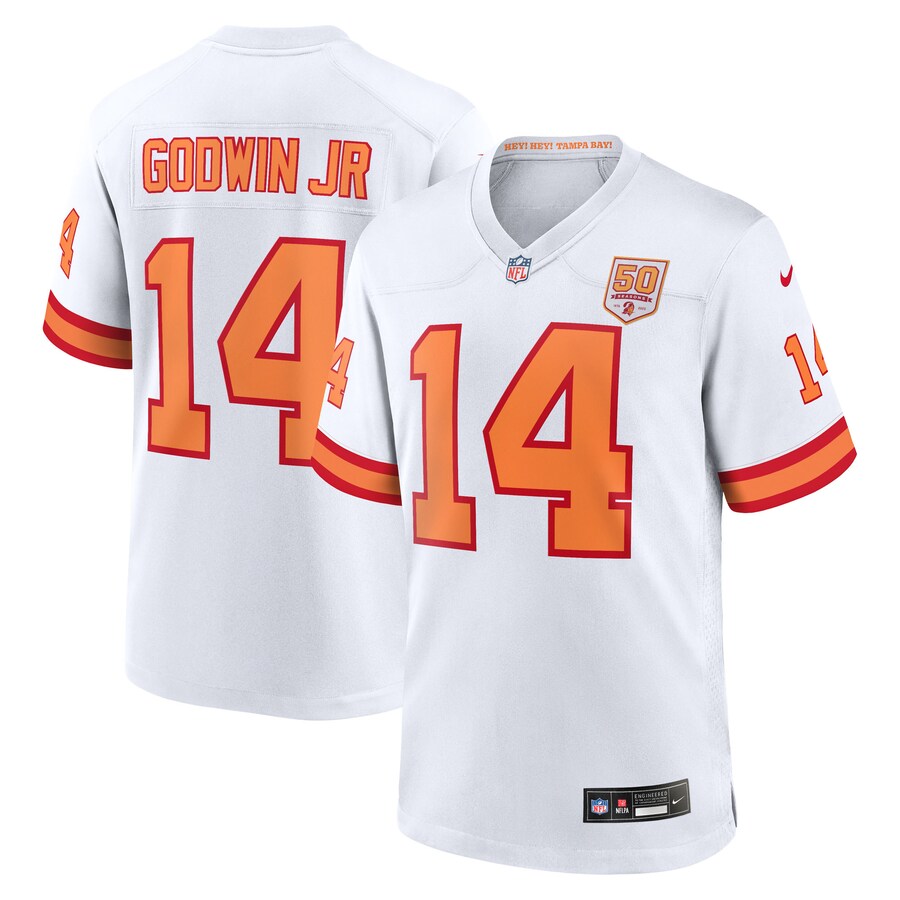 Men's '76 Tampa Bay Buccaneers Chris Godwin Jr. Nike White 50th Season Game Jersey - ujerseystore