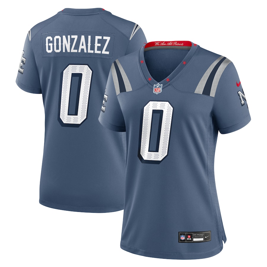 Women's New England Patriots Christian Gonzalez Nike Storm Blue 2025 Rivalries Collection Game Jersey - ujerseystore