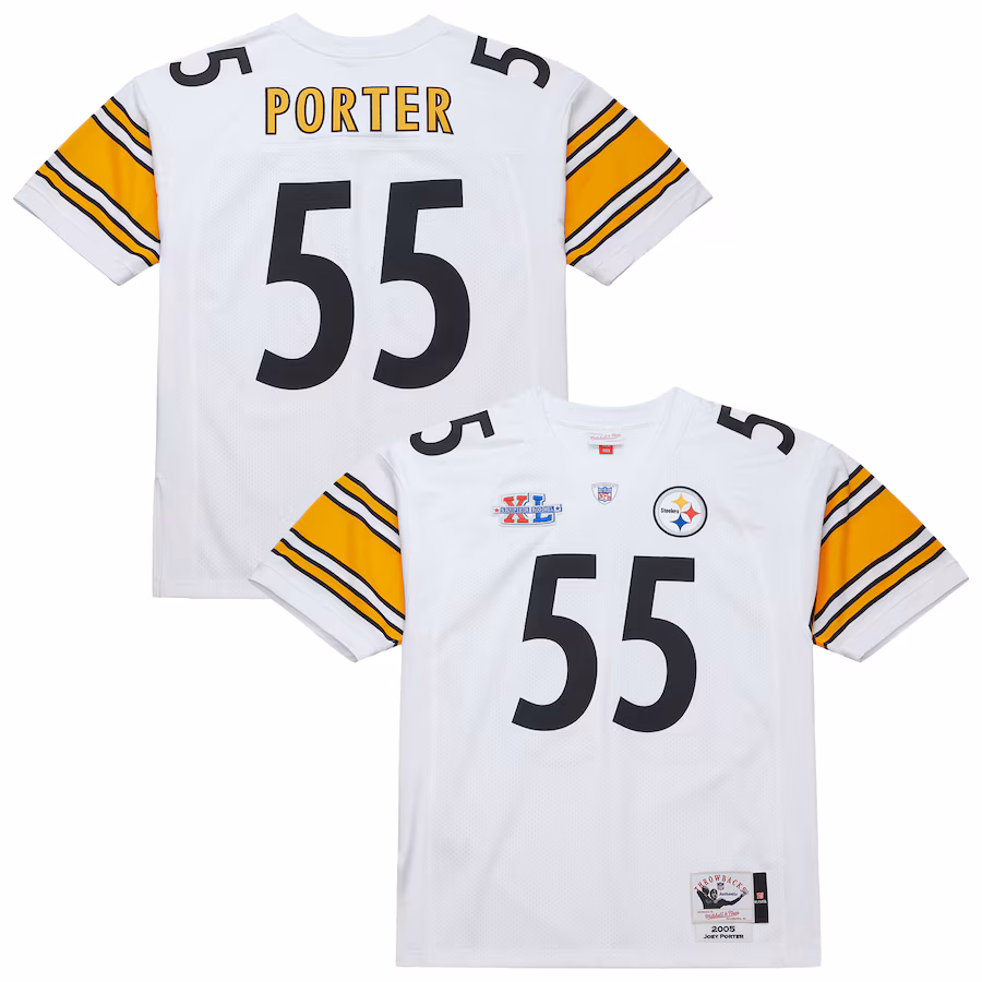 Men's Pittsburgh Steelers Joey Porter Mitchell & Ness White 2005 Authentic Throwback Retired Player Jersey - ujerseystore