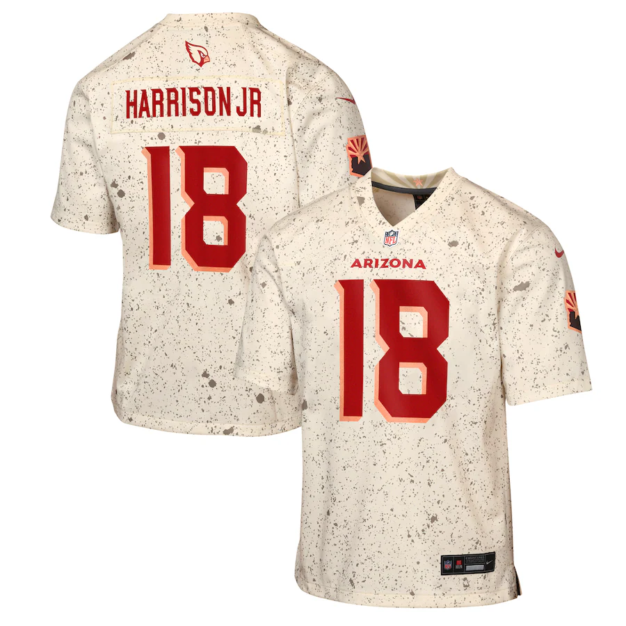 Youth Arizona Cardinals Marvin Harrison Jr. Nike Natural 2025 Rivalries Collection Game Jersey - ujerseystore