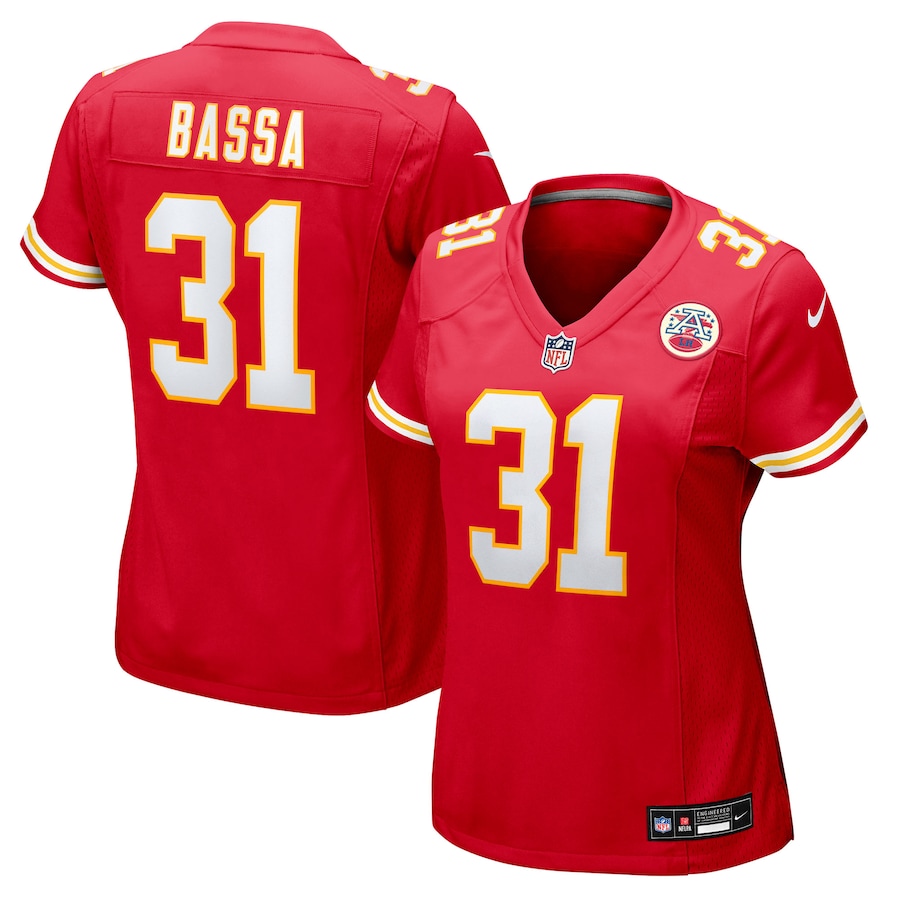Women's Kansas City Chiefs Jeffrey Bassa Nike Red Team Game Jersey - ujerseystore