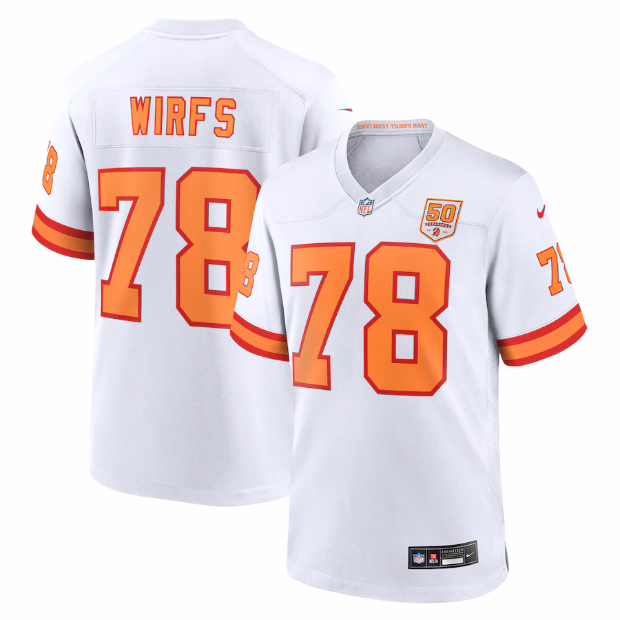 Men's '76 Tampa Bay Buccaneers Tristan Wirfs Nike White 50th Season Game Jersey - ujerseystore