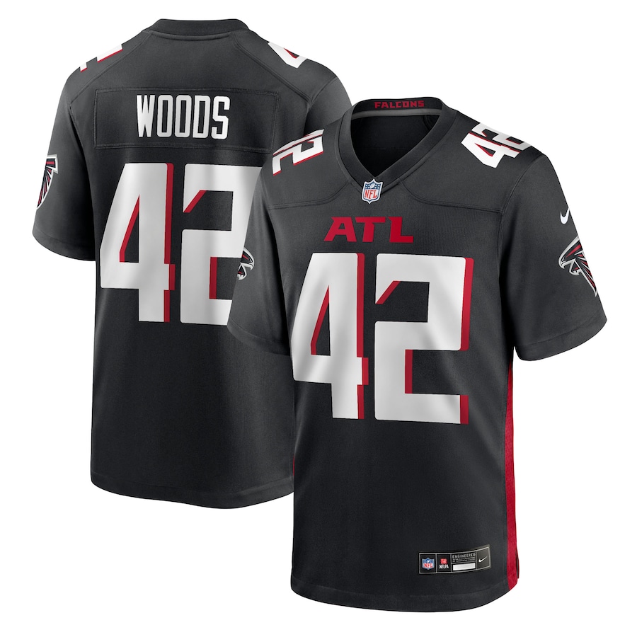 Men's Atlanta Falcons Josh Woods Nike Black Team Game Jersey - ujerseystore