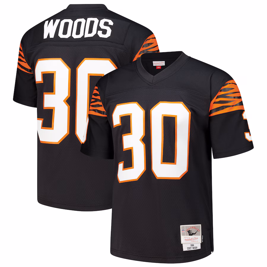 Men's Cincinnati Bengals Ickey Woods Mitchell & Ness Black 1988 Legacy Replica Jersey - ujerseystore
