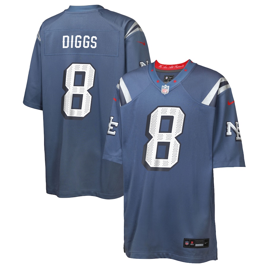 Youth New England Patriots Stefon Diggs Nike Storm Blue 2025 Rivalries Collection Game Jersey - ujerseystore