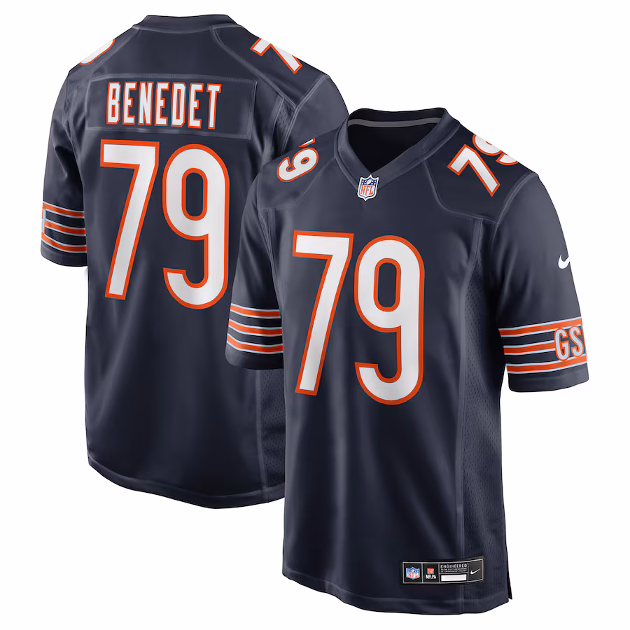 Men's Chicago Bears Theo Benedet Nike Navy Team Game Jersey - ujerseystore