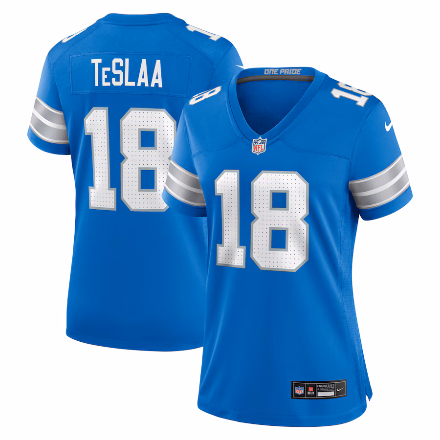 Women's Detroit Lions Isaac TeSlaa Nike Blue Game Player Jersey - ujerseystore