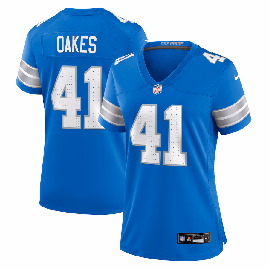Women's Detroit Lions Gunnar Oakes Nike Blue Team Game Jersey - ujerseystore