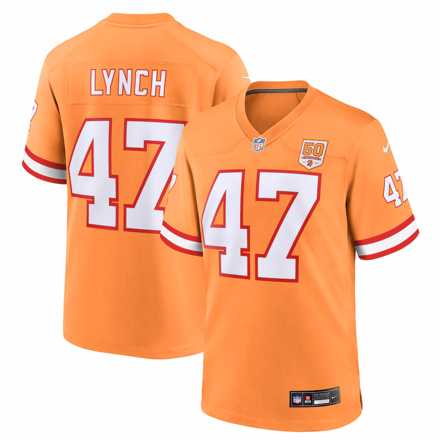 Men's Tampa Bay Buccaneers John Lynch Nike Creamsicle 50th Season Game Jersey - ujerseystore