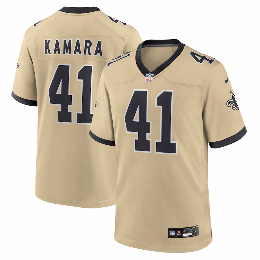 Men's New Orleans Saints Alvin Kamara Nike Gold Gameday Golds Alternate Game Player Jersey - ujerseystore