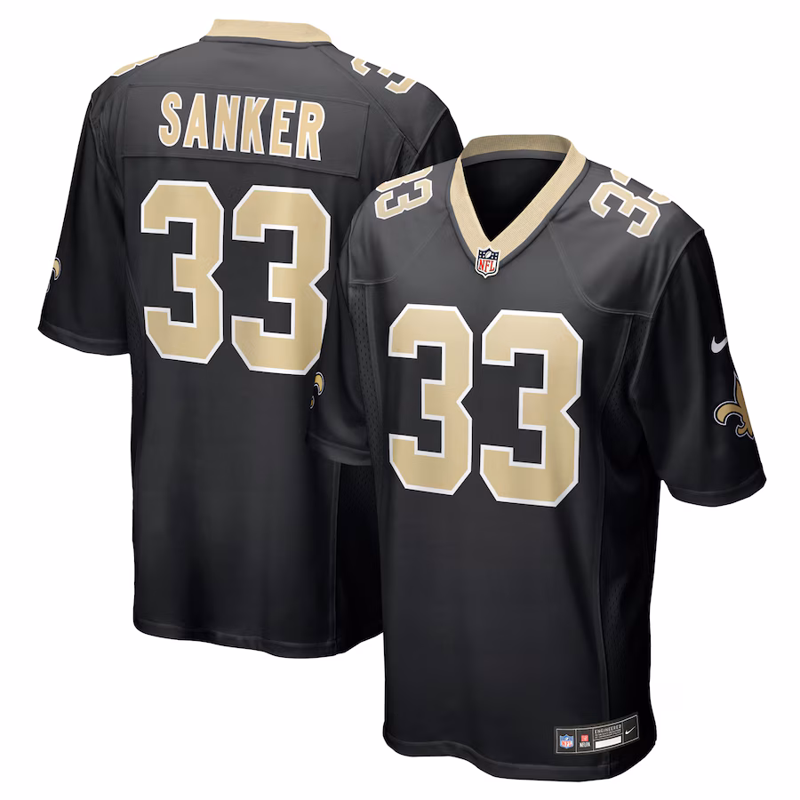 Men's New Orleans Saints Jonas Sanker Nike Black Team Game Jersey - ujerseystore