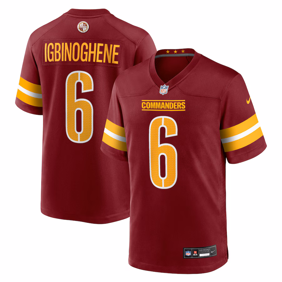 Men's Washington Commanders Noah Igbinoghene Nike Burgundy Team Game Jersey - ujerseystore