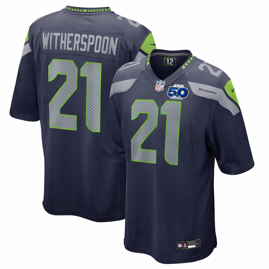 Men's Seattle Seahawks Devon Witherspoon Nike College Navy Team 50th Season Game Jersey - ujerseystore