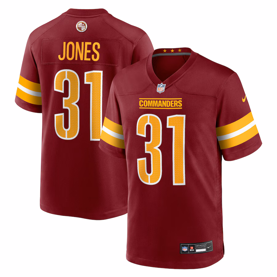Men's Washington Commanders Jonathan Jones Nike Burgundy Team Game Jersey - ujerseystore