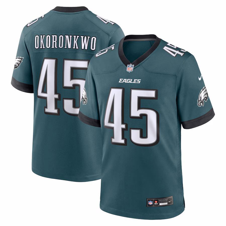 Men's Philadelphia Eagles Ogbonnia Okoronkwo Nike Midnight Green Team Game Jersey - ujerseystore