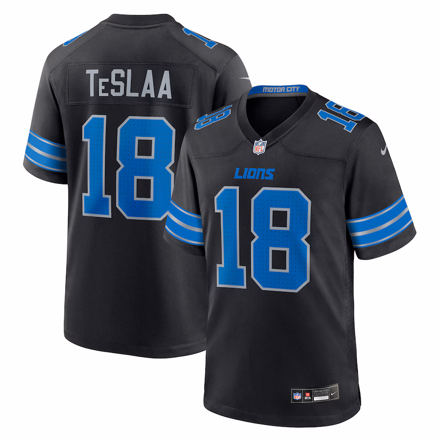 Youth Detroit Lions Isaac TeSlaa Nike Black Alternate Game Player Jersey - ujerseystore
