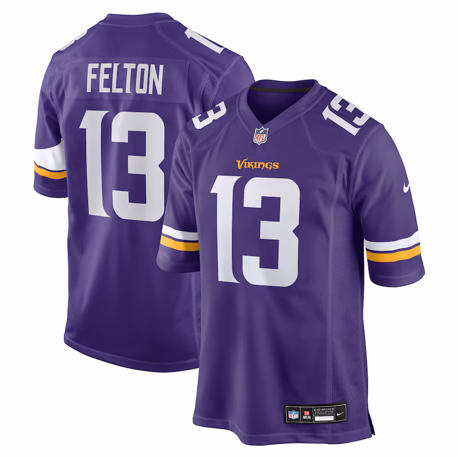 Men's Minnesota Vikings Tai Felton Nike Purple Team Game Jersey - ujerseystore