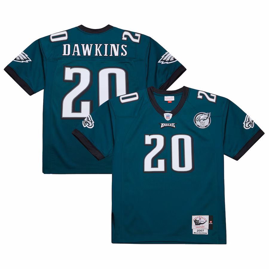 Men's Philadelphia Eagles Brian Dawkins Mitchell & Ness Green 2007 Authentic Throwback Retired Player Jersey - ujerseystore