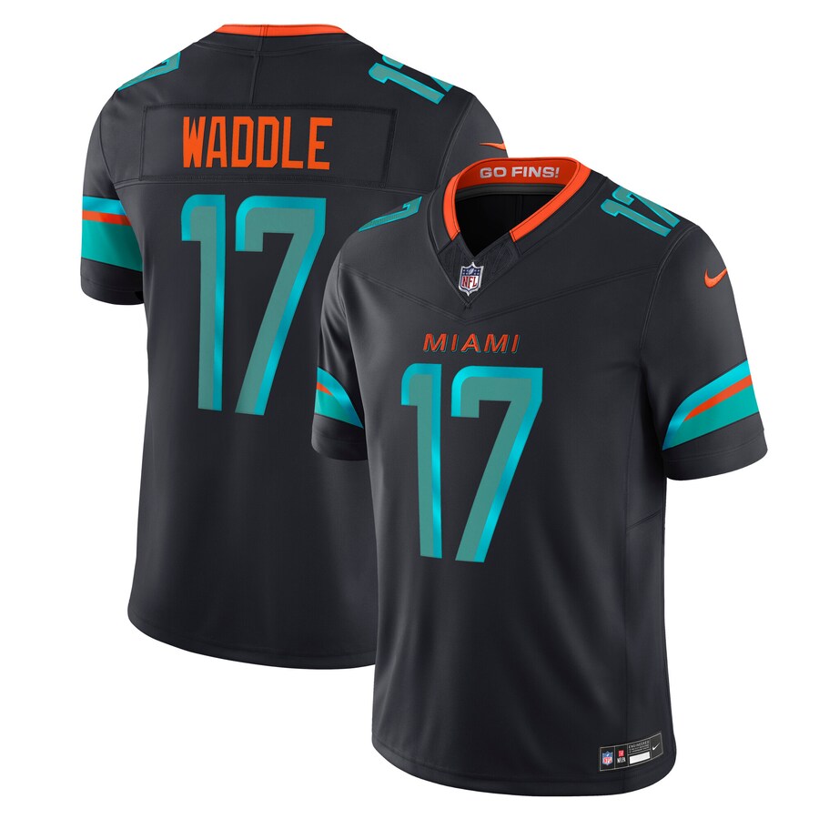 Men's Miami Dolphins Jaylen Waddle Nike Pitch Blue 2025 Rivalries Collection Limited Jersey - ujerseystore