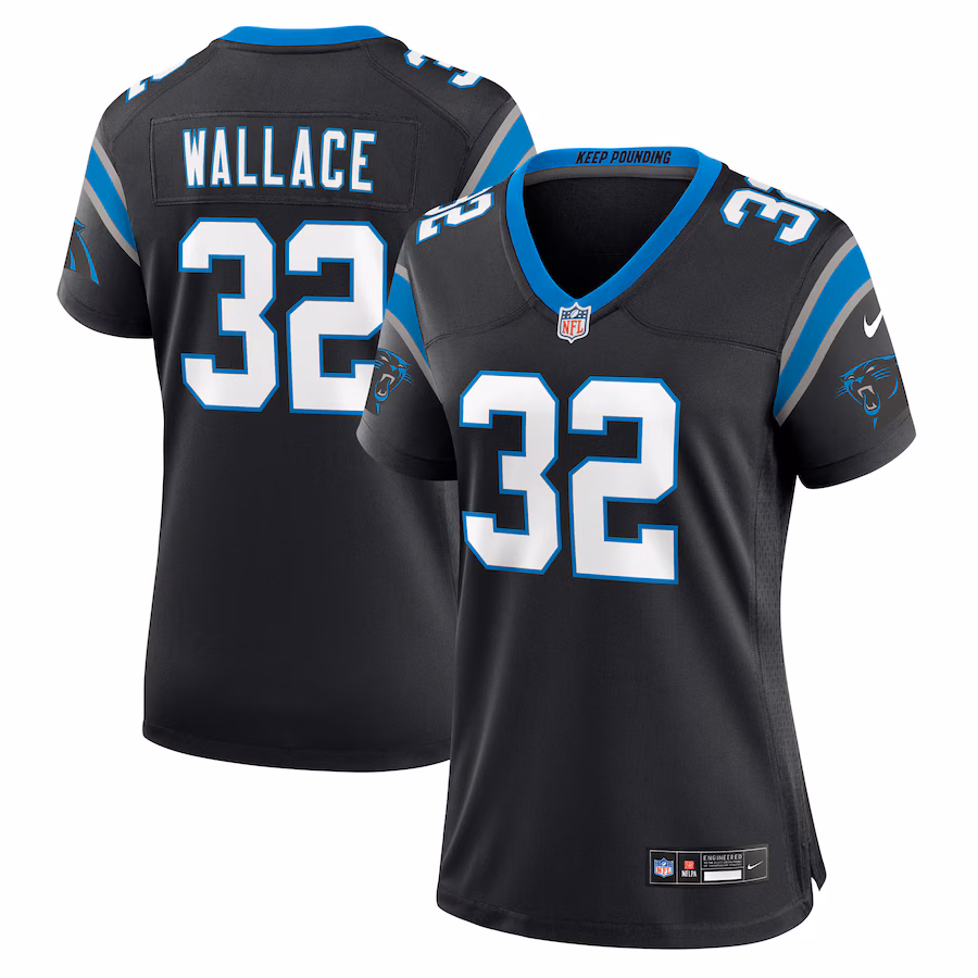 Women's Carolina Panthers Trevin Wallace Nike Black Team Game Jersey - ujerseystore