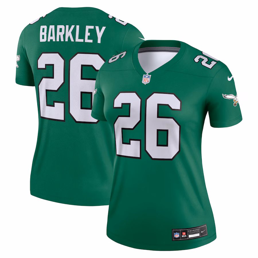 Women's Philadelphia Eagles Saquon Barkley Nike Kelly Green Legend Player Performance Top - ujerseystore