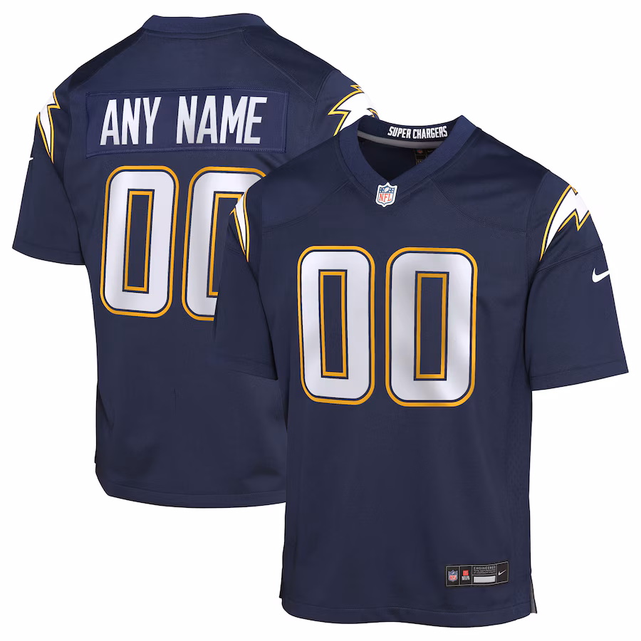 Youth Los Angeles Chargers Nike Navy Alternate Super Chargers Game Custom Jersey - ujerseystore