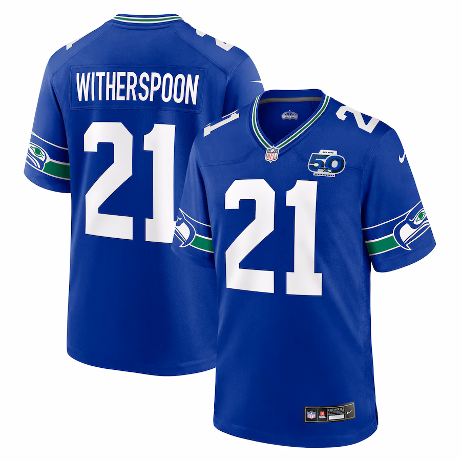 Men's Seattle Seahawks Devon Witherspoon Nike Royal Alternate 2 50th Season Game Jersey - ujerseystore