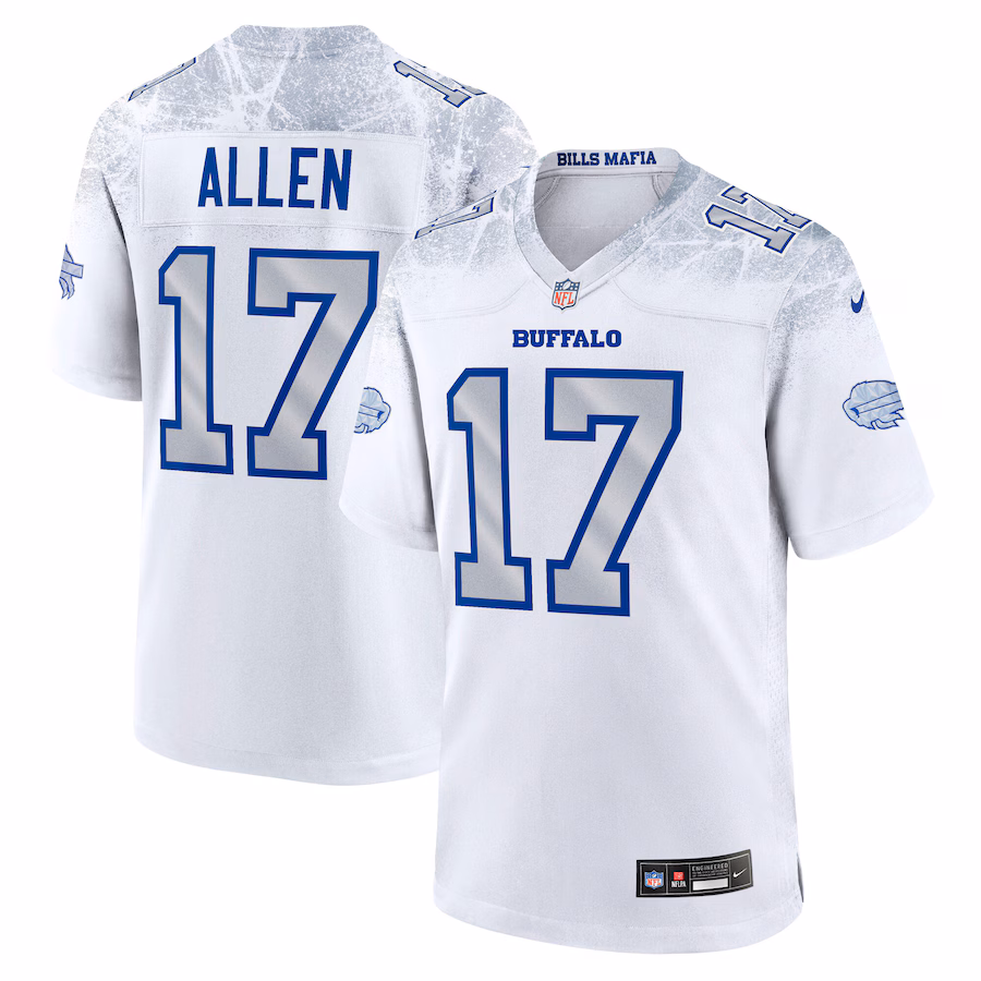 Men's Buffalo Bills Josh Allen Nike White 2025 Rivalries Collection Game Jersey - ujerseystore