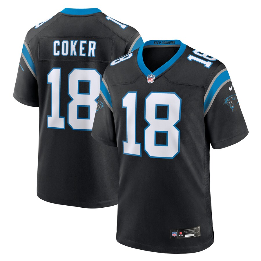 Men's Carolina Panthers Jalen Coker Nike Black Team Game Jersey - ujerseystore