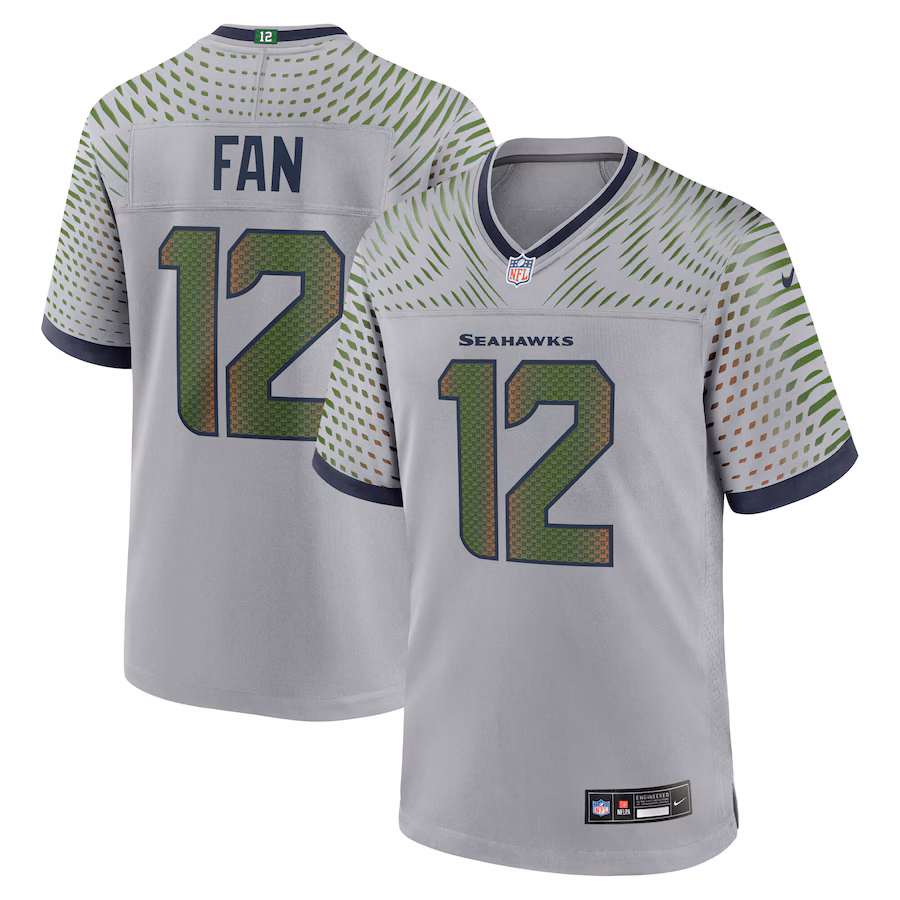 Men's Seattle Seahawks 12s Nike Wolf Gray 2025 Rivalries Collection Game Jersey - ujerseystore