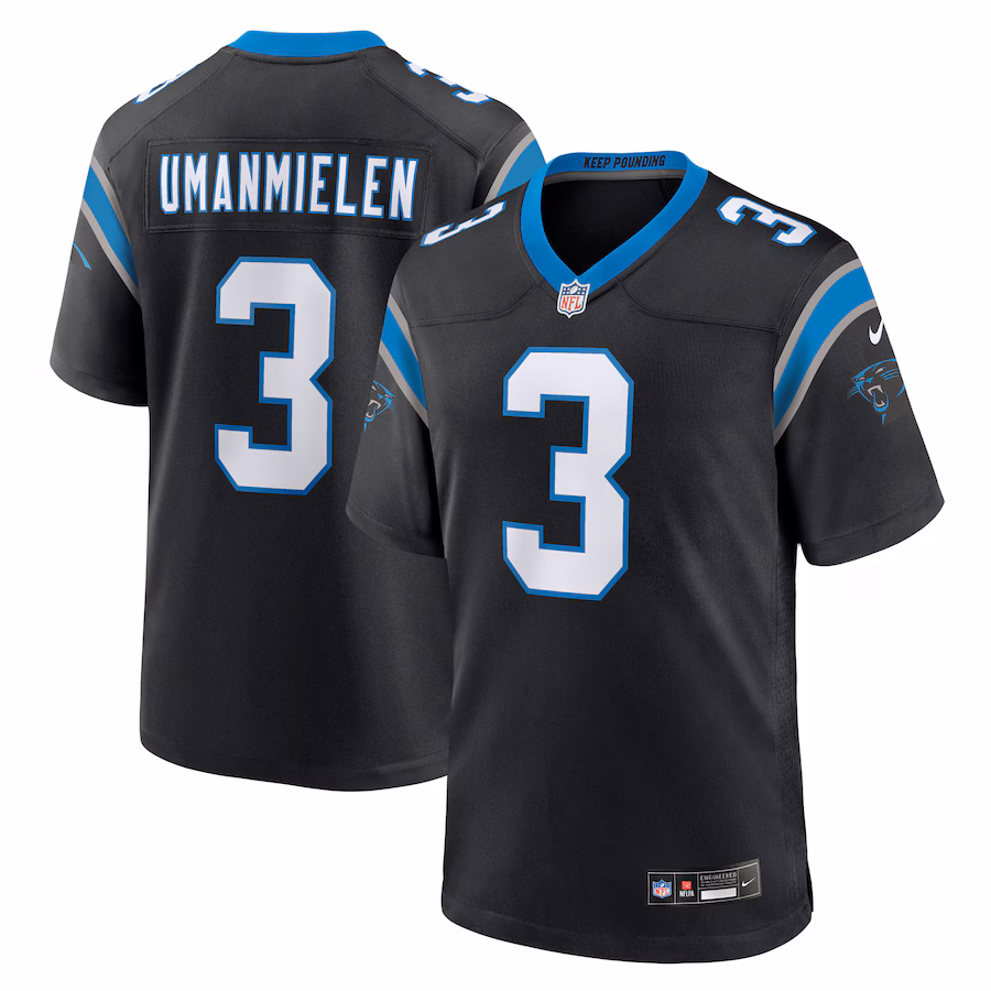 Men's Carolina Panthers Princely Umanmielen Nike Black Team Game Jersey - ujerseystore