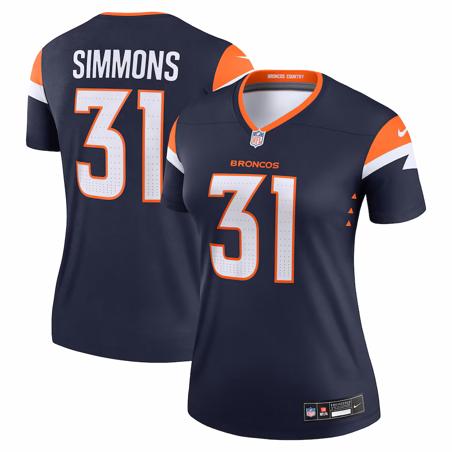 Women's Denver Broncos Justin Simmons Nike Navy Color Rush Legend Performance Jersey - ujerseystore