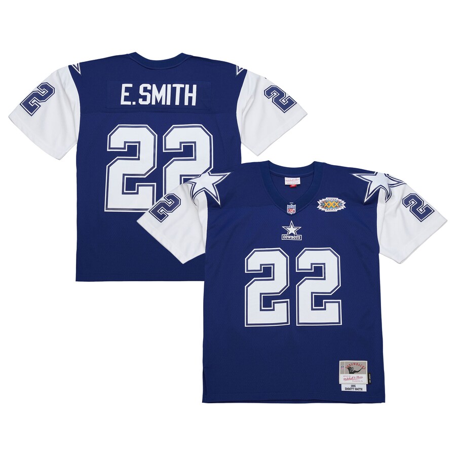 Men's Dallas Cowboys Emmitt Smith Mitchell & Ness Navy 1995 Legacy Replica Jersey - ujerseystore