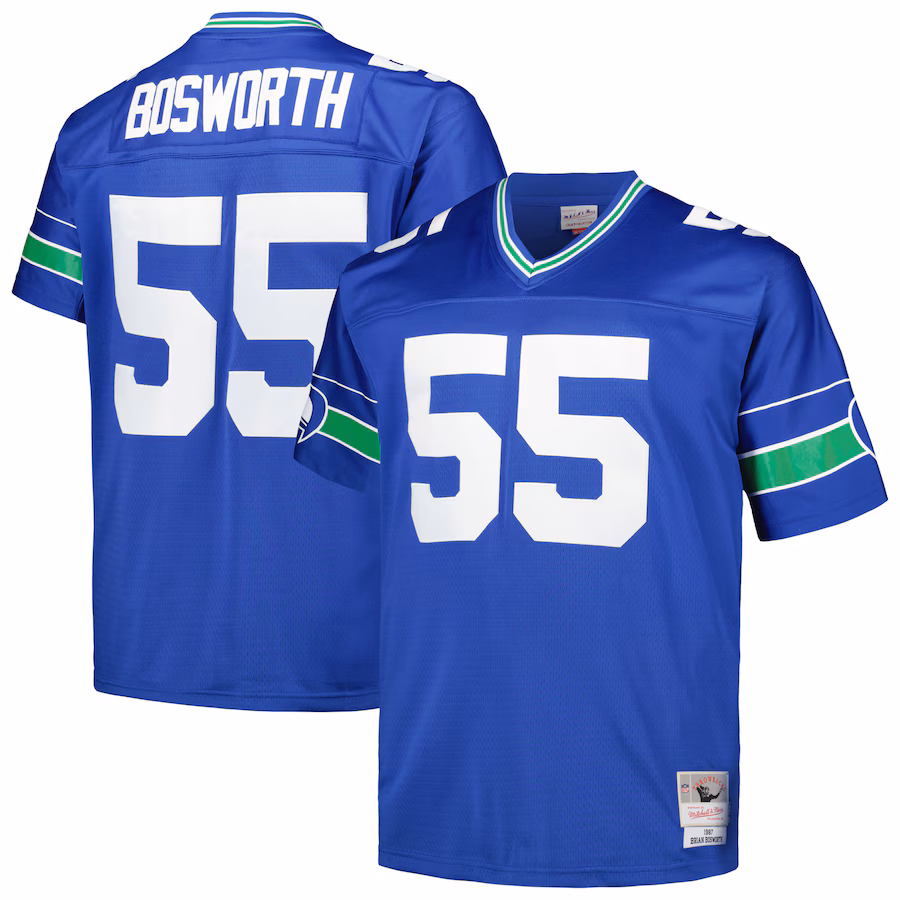 Men's Seattle Seahawks Brian Bosworth Mitchell & Ness Royal Big & Tall 1987 Legacy Retired Player Jersey - ujerseystore