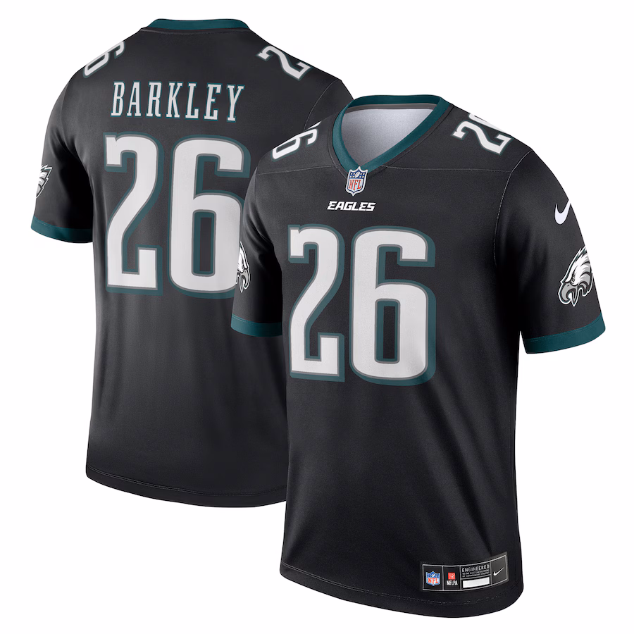 Men's Philadelphia Eagles Saquon Barkley Nike Black Legend Player Performance Top - ujerseystore