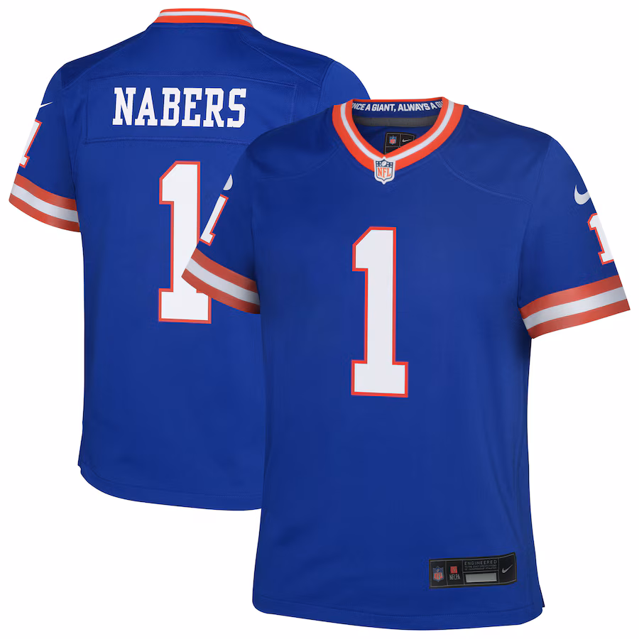 Youth New York Giants Malik Nabers Nike Royal Alternate Game Jersey - ujerseystore