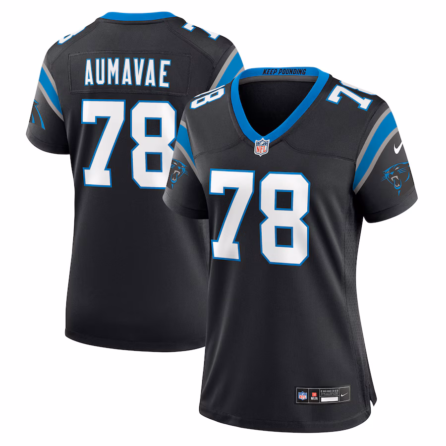 Women's Carolina Panthers Popo Aumavae Nike Black Team Game Jersey - ujerseystore