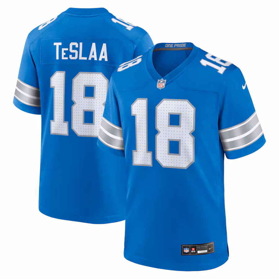 Youth Detroit Lions Isaac TeSlaa Nike Blue Game Player Jersey - ujerseystore